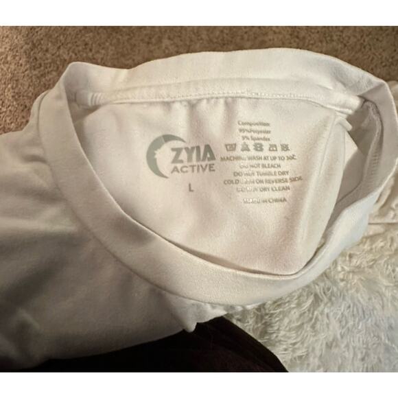 Zyia Active Womens Tank Top Shirt Size Large White kettle bell moon Logo Gym - Picture 4 of 4